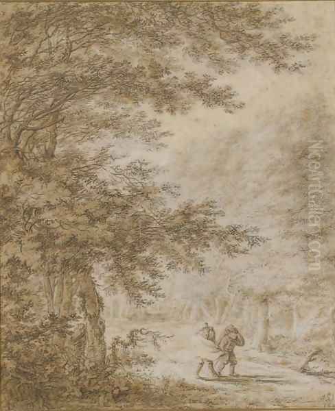 Travellers in a forest Oil Painting by Herman Saftleven