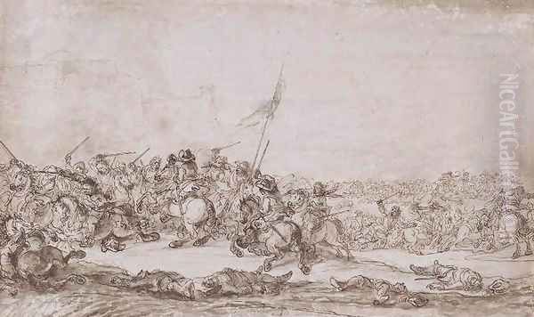 Battle Scene with Raised Standard Oil Painting by Francesco Simonini