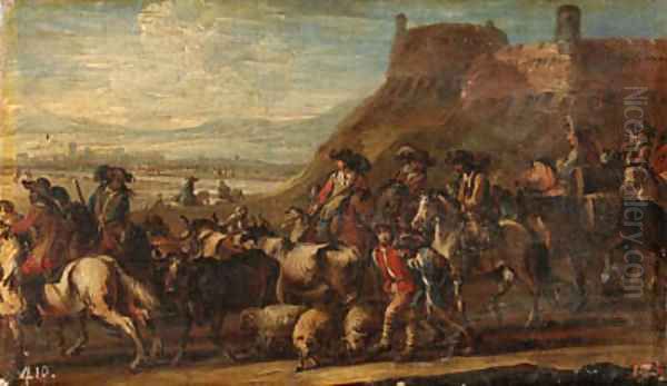 A cavalry battle Oil Painting by Francesco Simonini