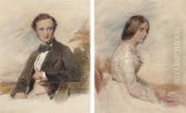 Portraits Of Edward Hugh Leycester-penrhyn; And Vereleycester-penrhyn Oil Painting by George Richmond