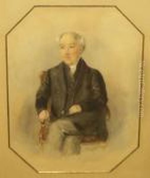 Gentleman Wearing Black Coat Oil Painting by George Richmond