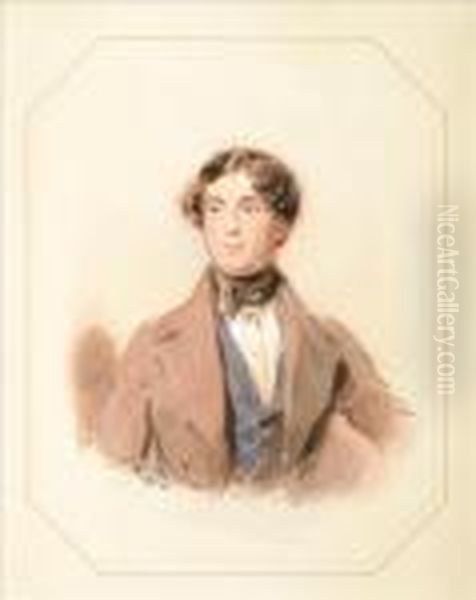 Ra Portrait Of Agentleman, Said
 To Be A Member Of The Fitzhardinge Family Head Andshoulders Oil Painting by George Richmond