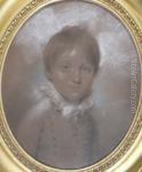 Portrait Of A Young Boy Wearing A Frilled Collar And Buttoned Jacket Oil Painting by George Richmond