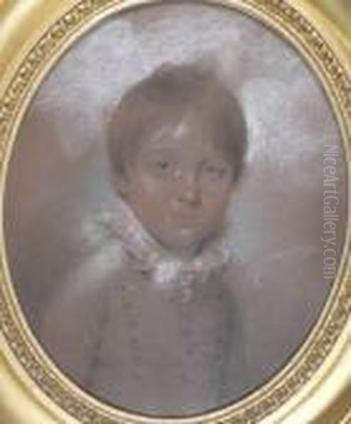 Portrait Of A Young Boywearing A Frilled Collar And Buttoned Jacket Oil Painting by George Richmond