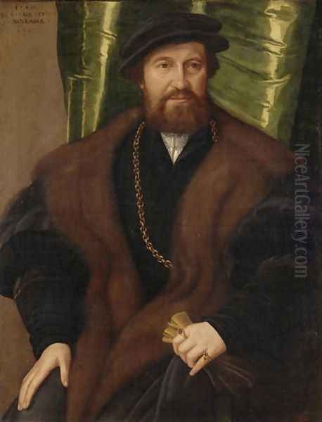 Portrait of a Gentleman Christoph Pissinger, 1540 Oil Painting by Jacob Seisenegger