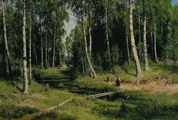 In The Birch Tree Forest, 1883 Oil Painting by Ivan Shishkin