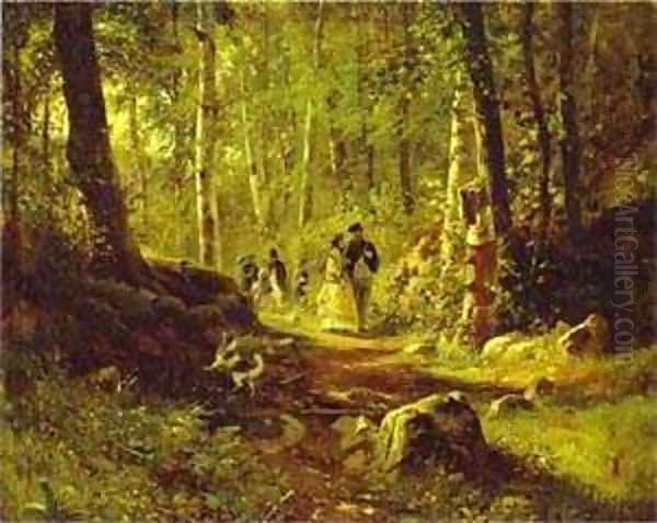 A Walk In The Forest 1869 Oil Painting by Ivan Shishkin