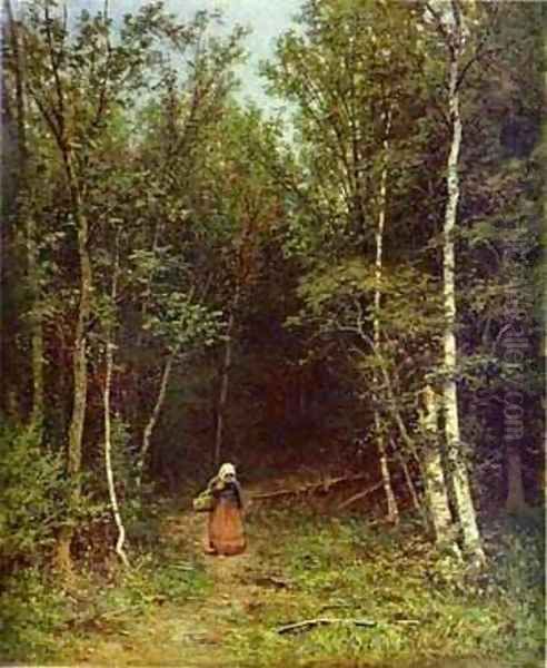 Landscape With A Woman 1872 Oil Painting by Ivan Shishkin