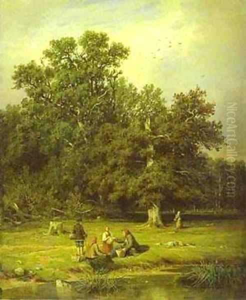 Gathering Mushrooms 1870 Oil Painting by Ivan Shishkin