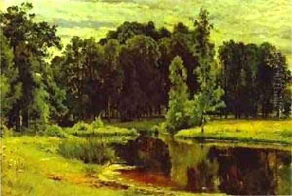 Pond In A Old Park Study 1898 Oil Painting by Ivan Shishkin