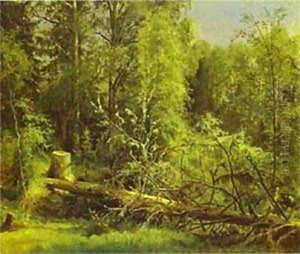 Fallen Tree 1875 Oil Painting by Ivan Shishkin