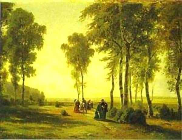 Promenading In The Forest 1869 Oil Painting by Ivan Shishkin