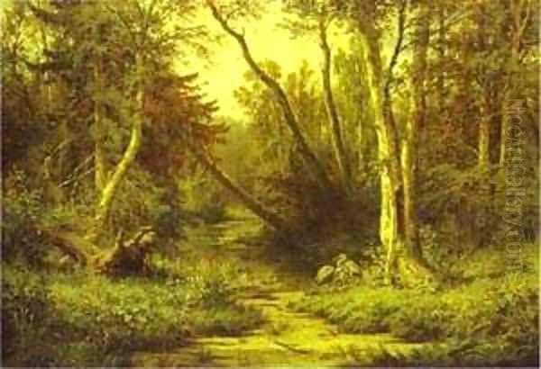 Forest Landscape With Herons 1870 Oil Painting by Ivan Shishkin