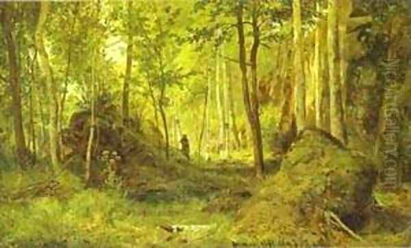 Landscape With A Hunter Valaam Island 1867 Oil Painting by Ivan Shishkin