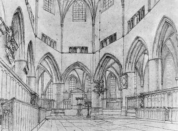 Interior of the Choir of St Bavo at Haarlem Oil Painting by Pieter Jansz Saenredam