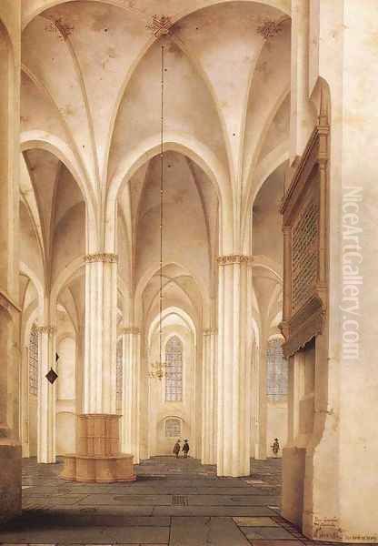 The Buurkerk at Utrecht 1654 Oil Painting by Pieter Jansz Saenredam