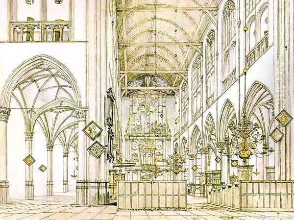 Interior of the Church in Alkmaar Oil Painting by Pieter Jansz Saenredam