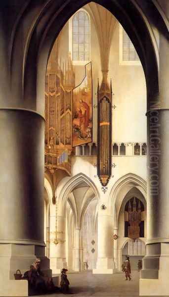 Interior of the Church of St. Bavo in Haarlem Oil Painting by Pieter Jansz Saenredam