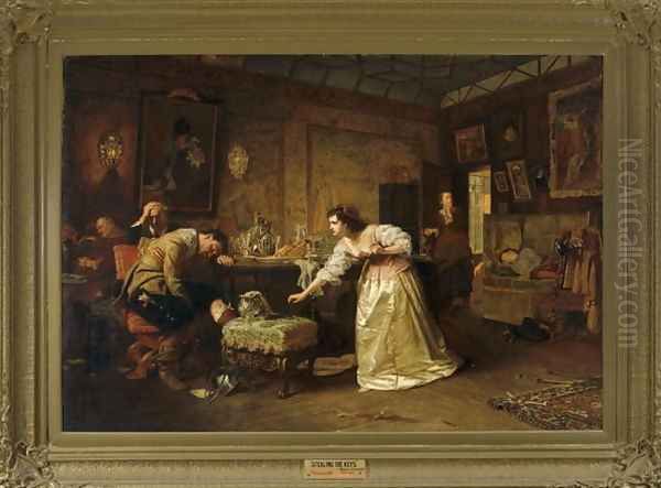 Stealing the Keys, c.1866 Oil Painting by Marcus Stone