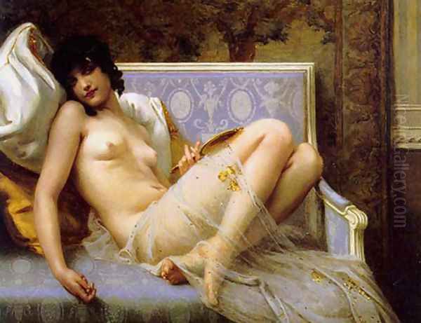 Jeune femme denudée sur canape (Young woman naked on a settee) Oil Painting by Guillaume Seignac