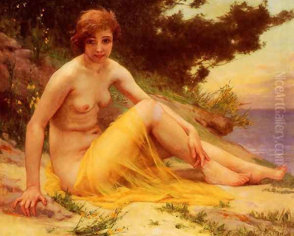 Nu Sur La Plage (Nude on the Beach) Oil Painting by Guillaume Seignac