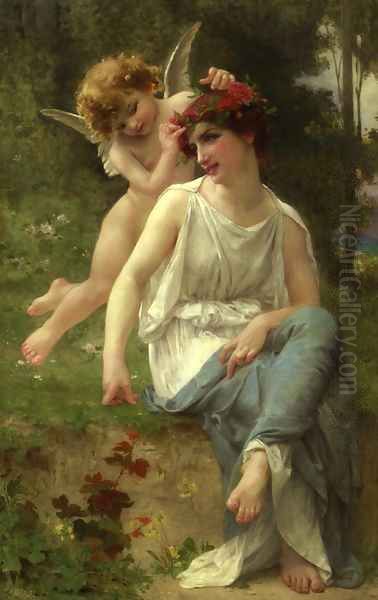 Cupid Adoring a Young Maiden Oil Painting by Guillaume Seignac