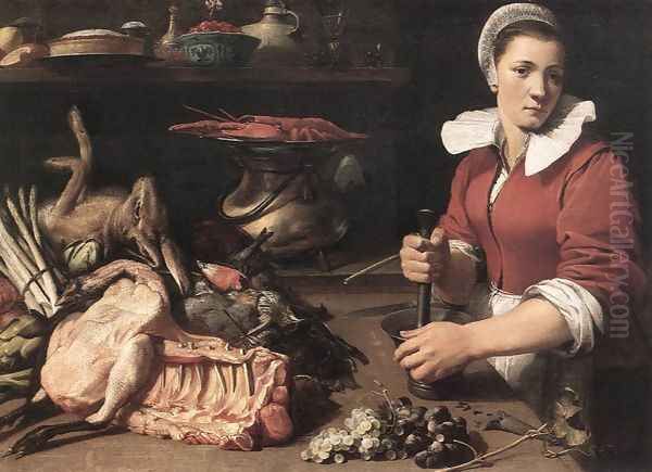 Cook with Food 1630s Oil Painting by Frans Snyders