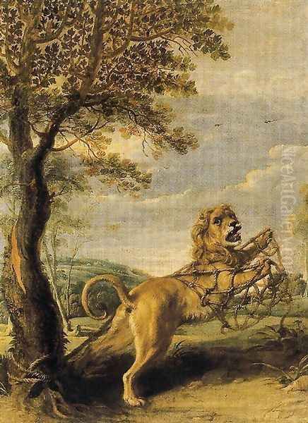 The fable of the Lion and the Mouse Oil Painting by Frans Snyders