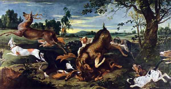 Deer hunting Oil Painting by Frans Snyders