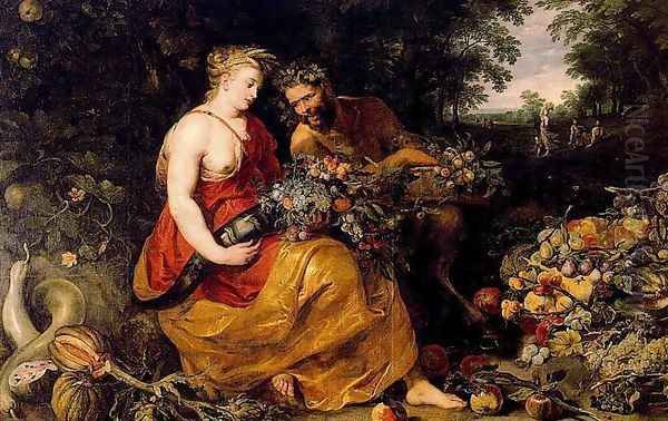 Ceres and Pan Oil Painting by Frans Snyders