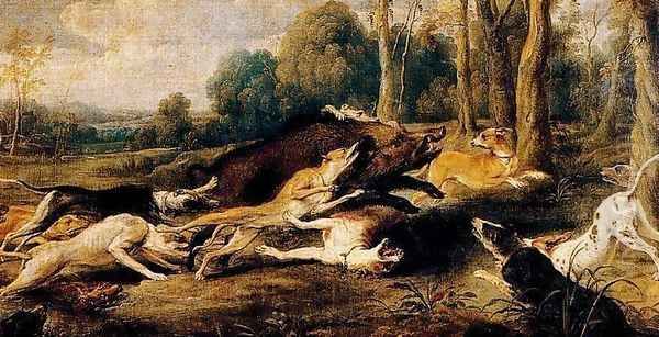 Boar harassed Oil Painting by Frans Snyders