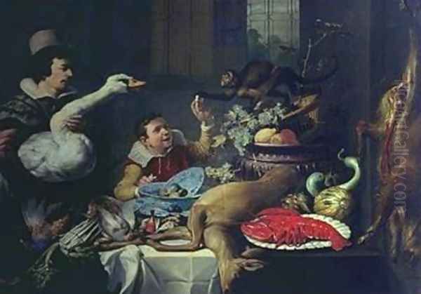 The Monkey and the Gander Oil Painting by Frans Snyders