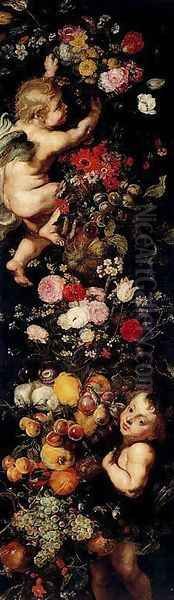 Garland of flowers and fruits Oil Painting by Frans Snyders