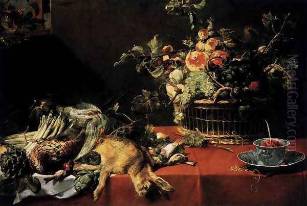 Still-Life with Fruit Basket and Game Oil Painting by Frans Snyders