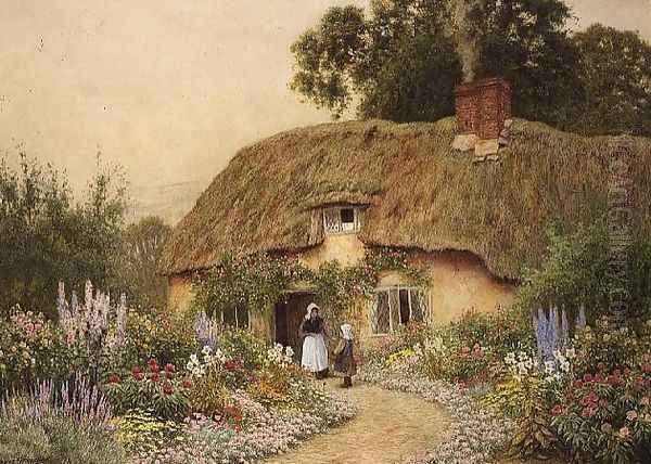 A Devon Cottage Oil Painting by Arthur Claude Strachan