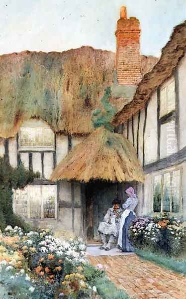 By the Cottage Door Oil Painting by Arthur Claude Strachan