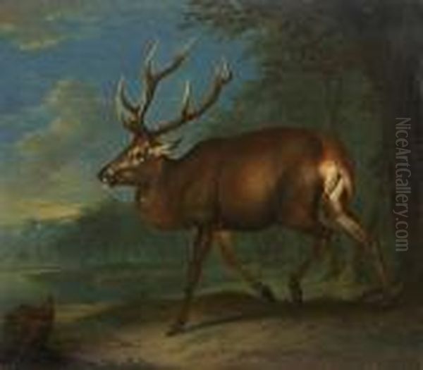 Zwolfender Am Waldrand Oil Painting by Johann Elias Ridinger or Riedinger