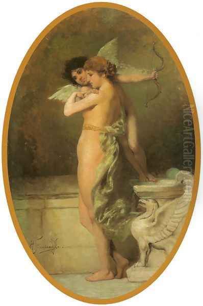 Eros and Psyche Oil Painting by Henryk Hector Siemiradzki