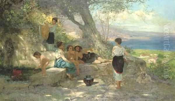 Arcadian Afternoon Oil Painting by Henryk Hector Siemiradzki