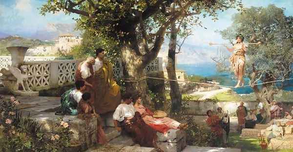 Tight Rope Walker's Audience, Capri Oil Painting by Henryk Hector Siemiradzki