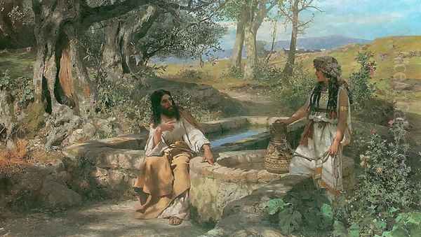 Christ and the Samaritan Woman Oil Painting by Henryk Hector Siemiradzki