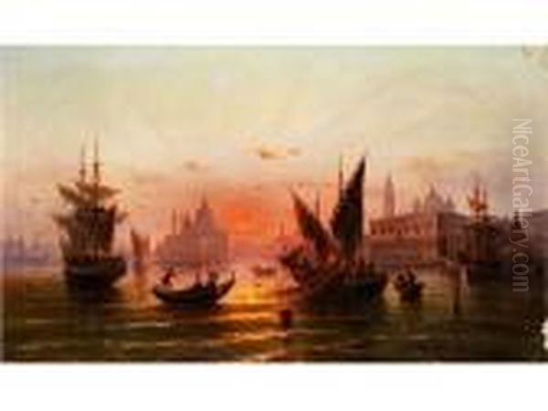 Venedig Bei Sonnenuntergang Oil Painting by Albert Rieger