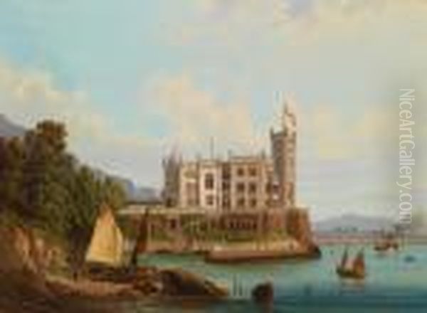 View Of Miramare Oil Painting by Albert Rieger