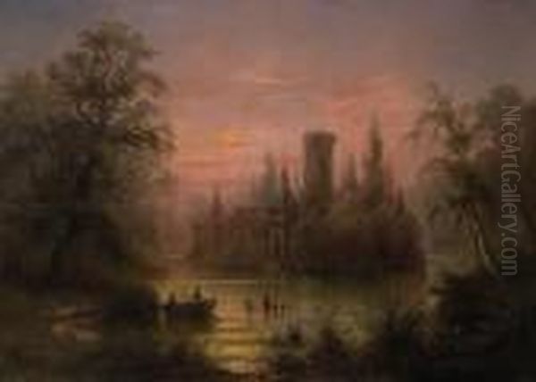 Sommerabend In Laxenburg Oil Painting by Albert Rieger