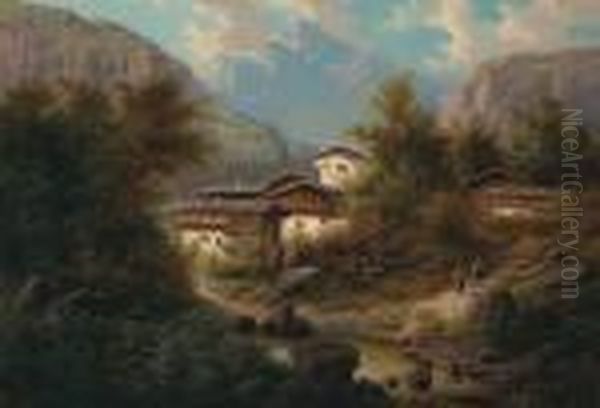 Scene From South Tyrol Oil Painting by Albert Rieger