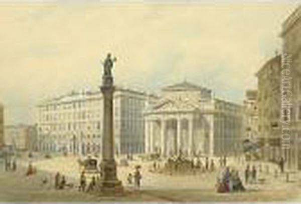 Il Tergesteo E Piazza Della Borsa Oil Painting by Albert Rieger