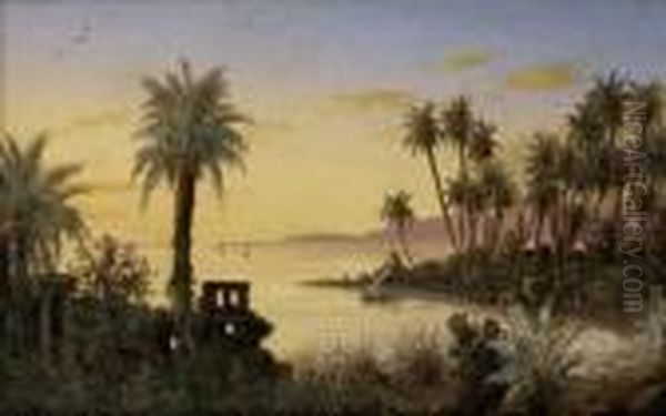 Abendstimmung Am Nildelta, Agypte Oil Painting by Albert Rieger