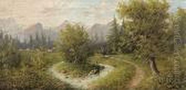 Sommerliche Landschaft In Karnten. Oil Painting by Albert Rieger