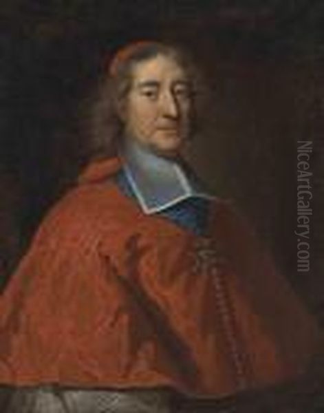 Portrait Of Cardinal Melchior De
 Polignac , Half-length,with The Order Of The Saint-esprit Oil Painting by Hyacinthe Rigaud