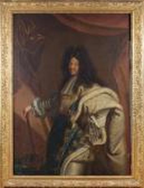 Portrait De Louix Xiv En Costume Du Sacre Oil Painting by Hyacinthe Rigaud